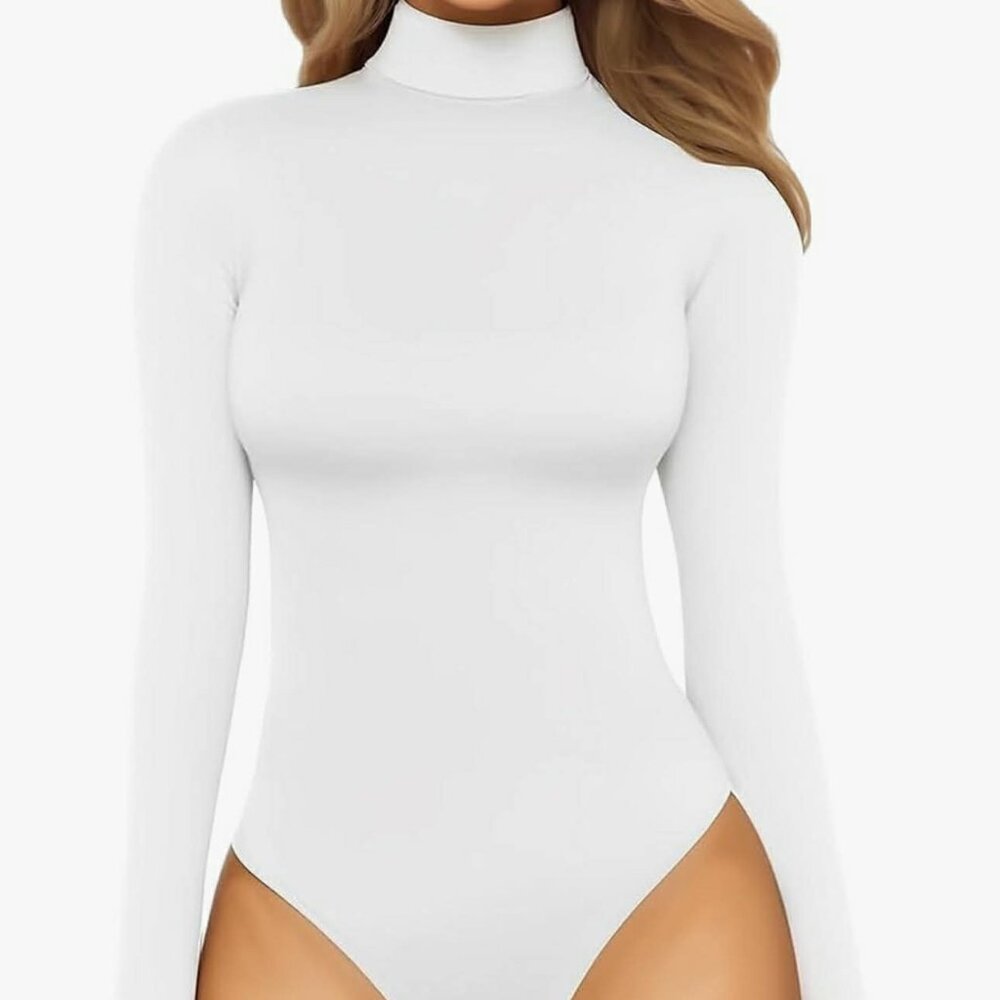 MANGOPOP Women's Mock Turtle Neck Long Sleeve Tops Bodysuit/XL